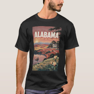 Alabama River Boat Illustration Travel Art Vintage T-Shirt