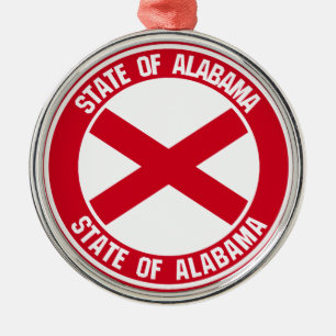 Alabama Round Emblem Metal Tree Decoration