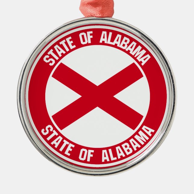 Alabama Round Emblem Metal Tree Decoration (Front)