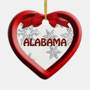 Alabama Snowflake Heart Christmas Ornament