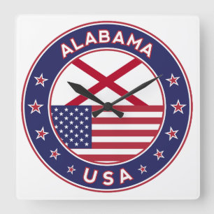 Alabama Square Wall Clock