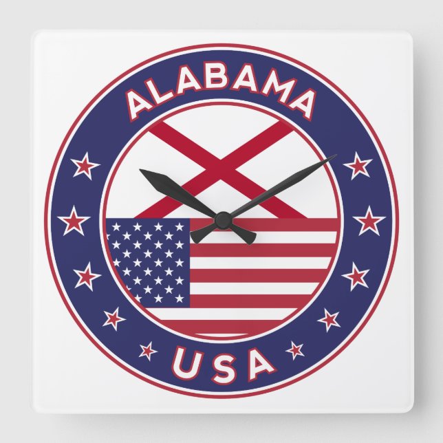 Alabama Square Wall Clock (Front)