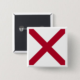 Alabama: St Andrew Crimson Cross Flag 15 Cm Square Badge