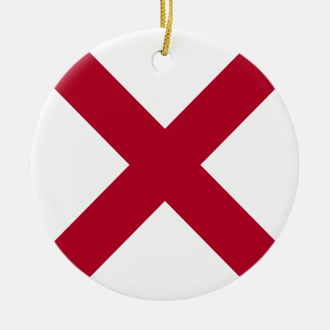 Alabama: St Andrew Crimson Cross Flag Ceramic Tree Decoration (Front)