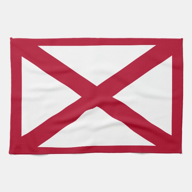 Alabama: St Andrew Crimson Cross Flag Tea Towel (Horizontal)