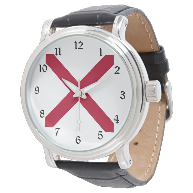 Alabama: St Andrew Crimson Cross Flag Watch (Angled)