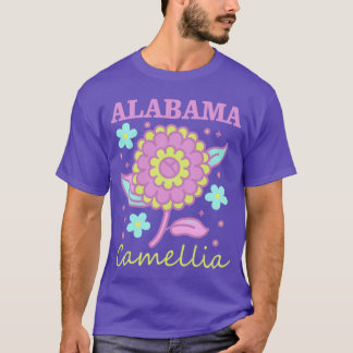 Alabama State Camellia Flower Pastel Sticker Overs T-Shirt