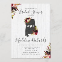 Alabama State Destination Bridal Shower Invitation