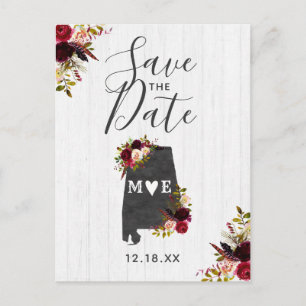 Alabama State Destination Rustic Save the Date Announcement Postcard