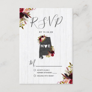 Alabama State Destination Rustic Wedding RSVP