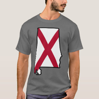 Alabama State Flag Background with Outline Oversiz T-Shirt