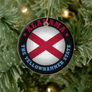 ALABAMA STATE FLAG CERAMIC TREE DECORATION