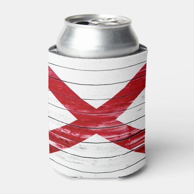 Alabama State Flag Paint on Wood Can Cooler (Can Front)