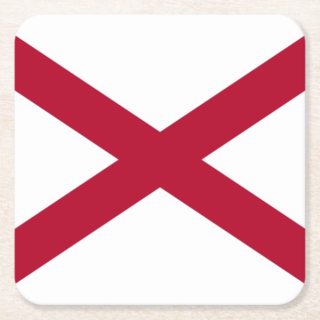 Alabama State Flag Square Paper Coaster (Front)