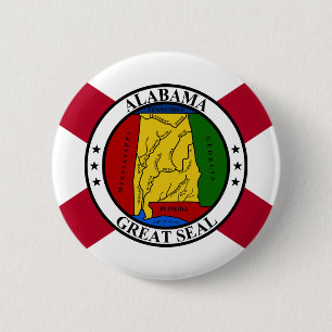 Alabama State Flag/ State seal superimposed 6 Cm Round Badge