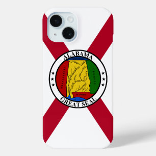 Alabama State Flag/ State seal superimposed iPhone 15 Case