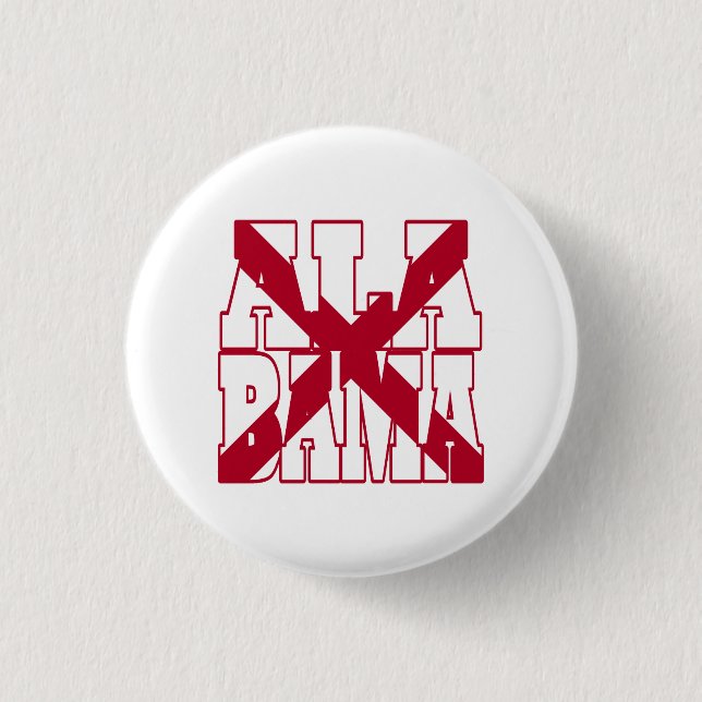 Alabama state flag text 3 cm round badge (Front)