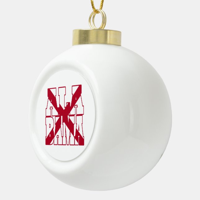 Alabama state flag text ceramic ball christmas ornament (Right)