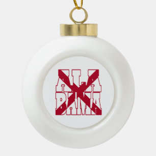 Alabama state flag text ceramic ball christmas ornament