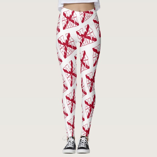 Alabama state flag text pattern leggings (Front)