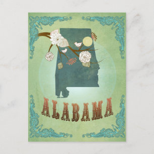 Alabama State Map - Green Postcard