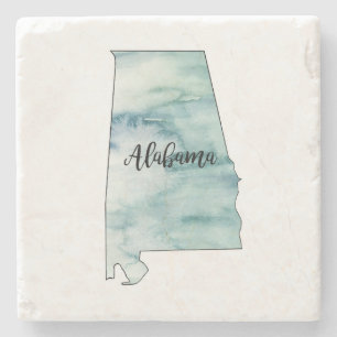 Alabama State Map Marble Stone Coaster