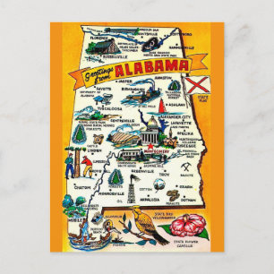 Alabama State Map Postcard