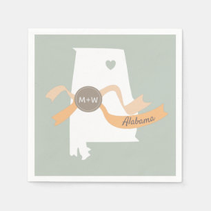 Alabama state map with heart modern wedding custom napkin
