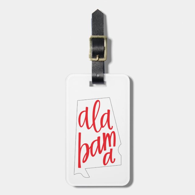 Alabama State Outline Luggage Tag (Front Vertical)