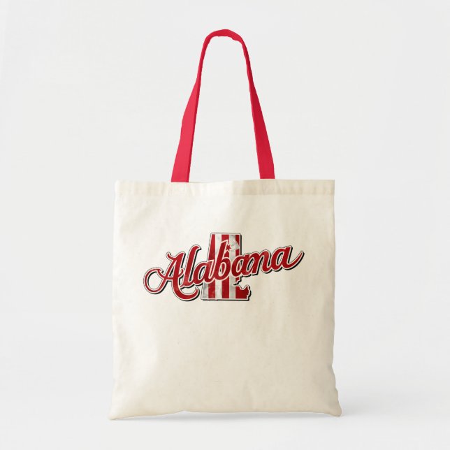 Alabama State Outline red handle Tote Bag (Front)