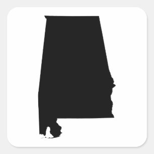 Alabama State Outline Square Sticker