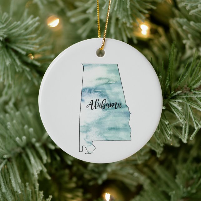 Alabama State Painting Illustration Ornament (Tree)