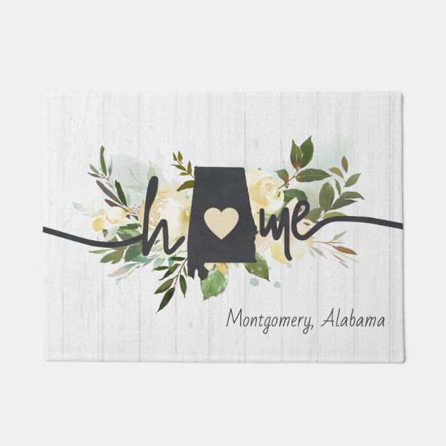 Alabama State Personalised Your Home City Rustic Doormat (Front)