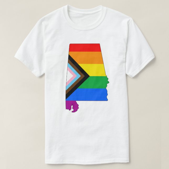 Alabama State Pride LGBTQ Progress Pride T-Shirt (Design Front)