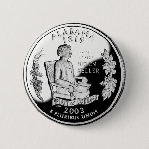 Alabama State Quarter 6 Cm Round Badge