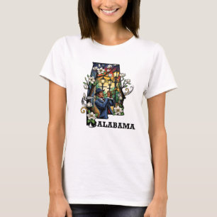 Alabama State Tattoo Style – Jazz & Magnolia T-Shirt