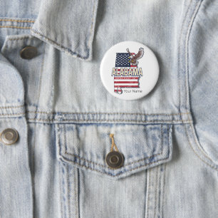 Alabama State United States Retro Map Vintage USA 6 Cm Round Badge