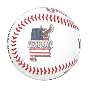 Alabama State United States Retro Map Vintage USA Baseball