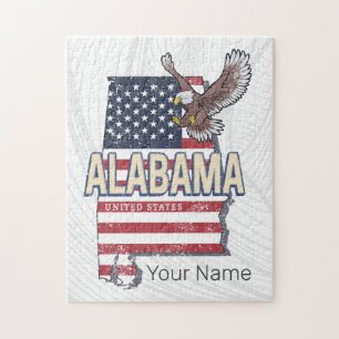 Alabama State United States Retro Map Vintage USA Jigsaw Puzzle