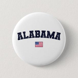 Alabama State USA Flag Vintage Distressed 6 Cm Round Badge
