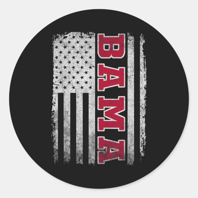 Alabama Throwback Patriotic Flag Design For Men Wo Classic Round Sticker (Front)