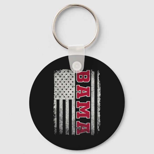 Alabama Throwback Patriotic Flag Design For Men Wo Key Ring (Front)