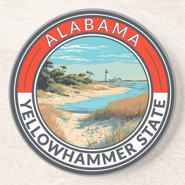 Alabama Travel Art Badge Coaster (Front)