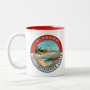 Alabama Travel Art Badge Two-Tone Coffee Mug