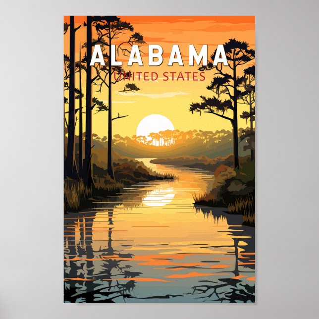 Alabama Travel Art Vintage Poster (Front)