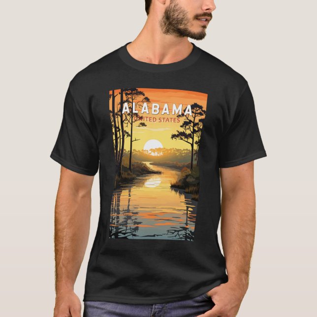 Alabama Travel Art Vintage T-Shirt (Front)