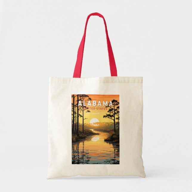 Alabama Travel Art Vintage Tote Bag (Front)