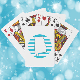 Alabama US State Outline Retro Blue Circle Playing Cards