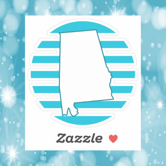 Alabama US State Outline Retro Circle Blue