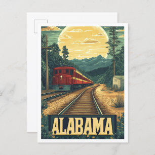 Alabama USA Art Vintage Illustration Travel Postcard